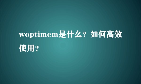 woptimem是什么？如何高效使用？