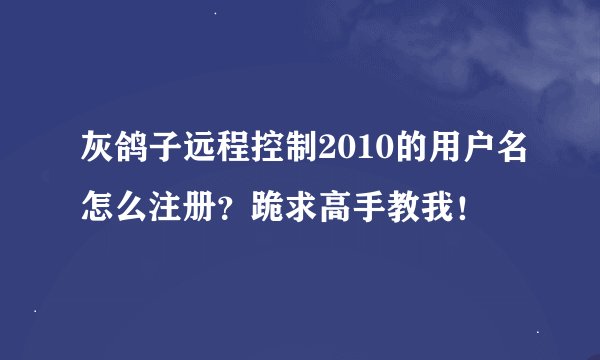 灰鸽子远程控制2010的用户名怎么注册？跪求高手教我！