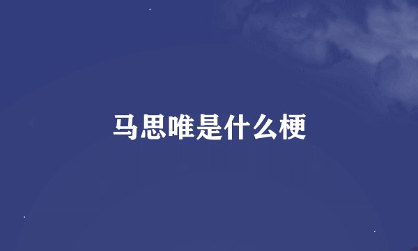 马思唯是什么梗