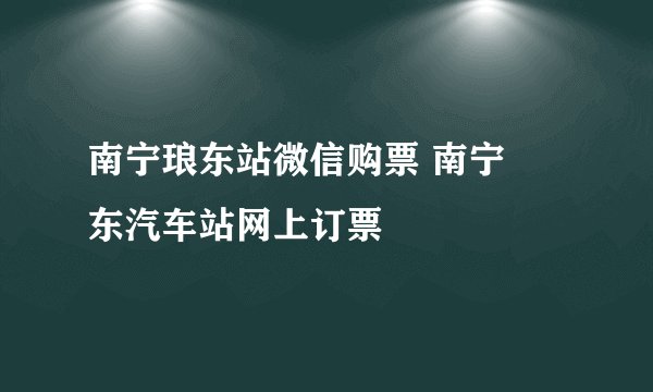 南宁琅东站微信购票 南宁埌东汽车站网上订票