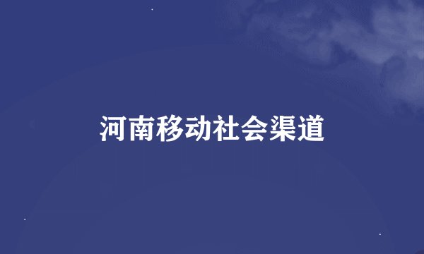 河南移动社会渠道