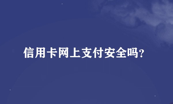 信用卡网上支付安全吗？