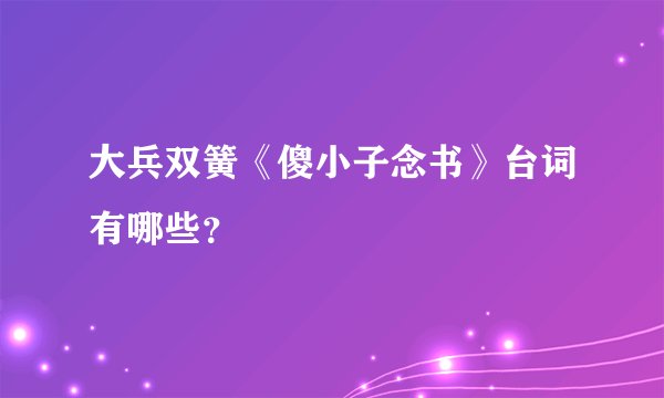 大兵双簧《傻小子念书》台词有哪些？