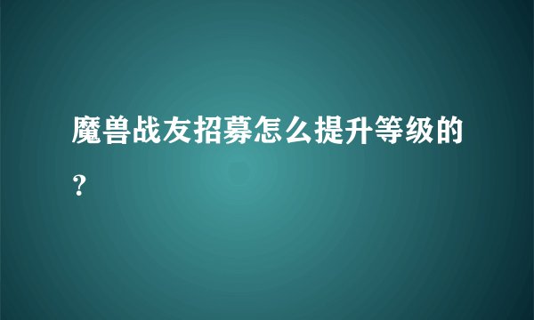魔兽战友招募怎么提升等级的？