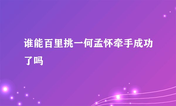 谁能百里挑一何孟怀牵手成功了吗