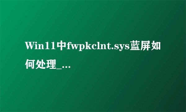 Win11中fwpkclnt.sys蓝屏如何处理_Win11中fwpkclnt.sys蓝屏解决方法