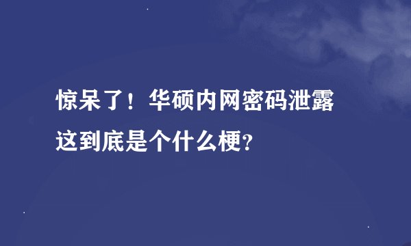 惊呆了！华硕内网密码泄露 这到底是个什么梗？