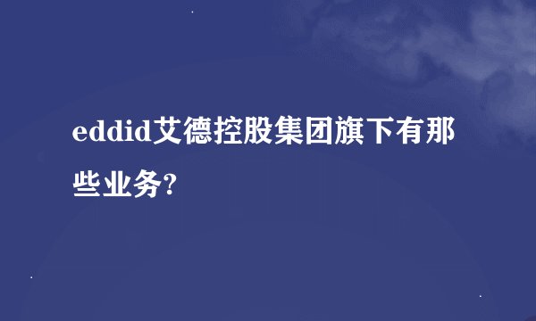 eddid艾德控股集团旗下有那些业务?