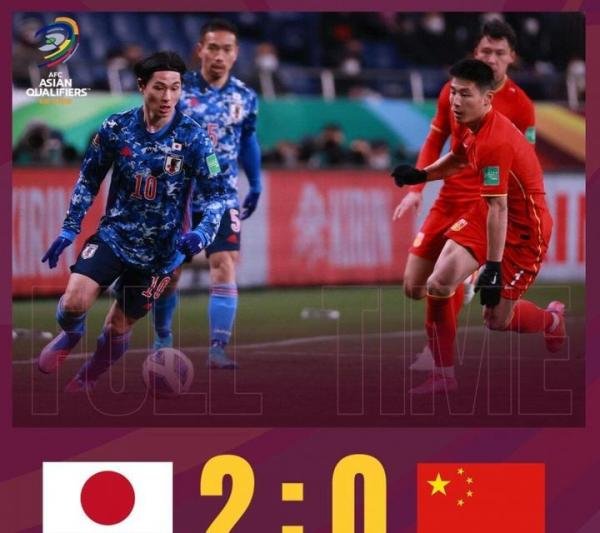 黄健翔：中国足球彻底地输了。结果是过去30年中日足球发展体现，想拼都不知道如何下脚