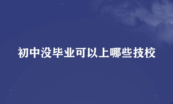 初中没毕业可以上哪些技校
