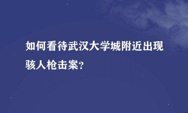 如何看待武汉大学城附近出现骇人枪击案？