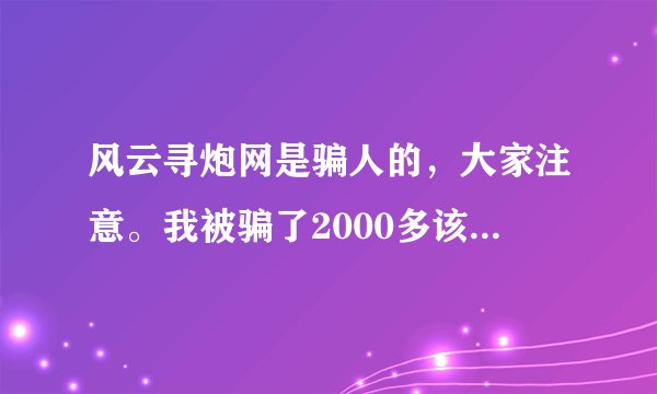 风云寻炮网是骗人的，大家注意。我被骗了2000多该怎么办还报警吗？