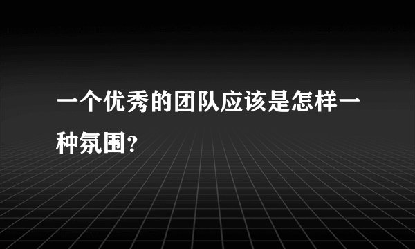 一个优秀的团队应该是怎样一种氛围？