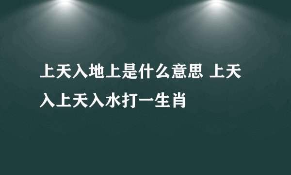 上天入地上是什么意思 上天入上天入水打一生肖