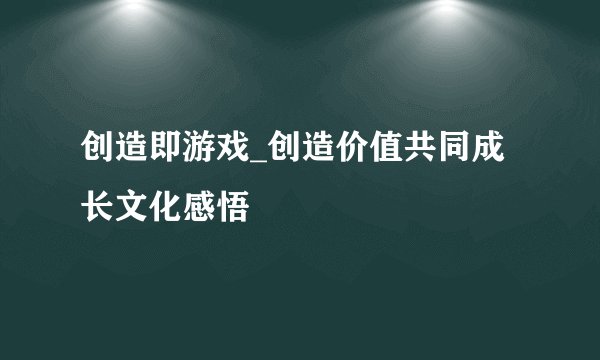 创造即游戏_创造价值共同成长文化感悟