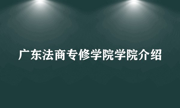 广东法商专修学院学院介绍