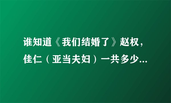 谁知道《我们结婚了》赵权，佳仁（亚当夫妇）一共多少期？每期标题什么？