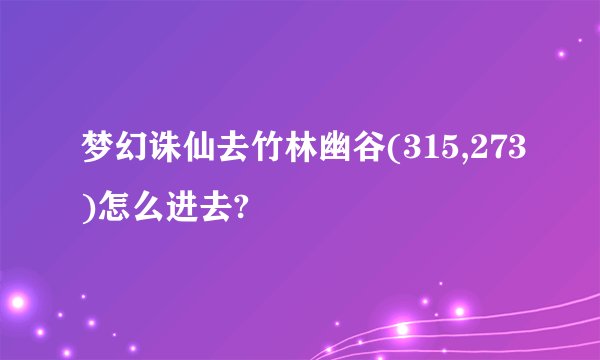 梦幻诛仙去竹林幽谷(315,273)怎么进去?