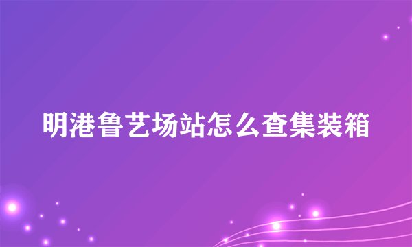 明港鲁艺场站怎么查集装箱