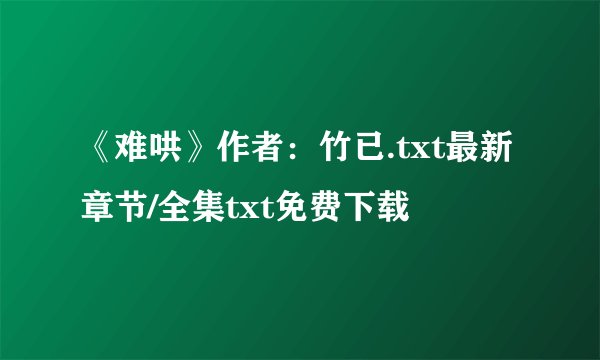《难哄》作者：竹已.txt最新章节/全集txt免费下载