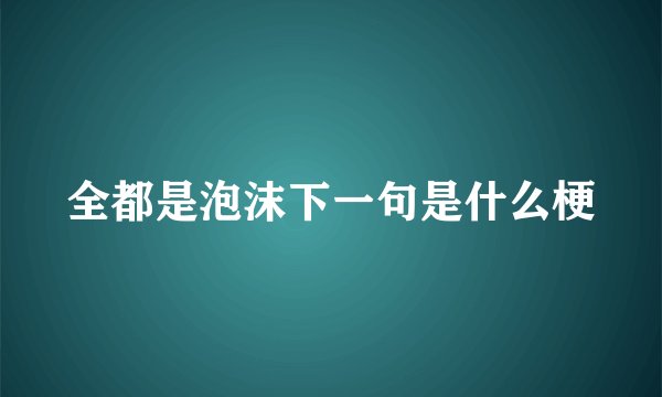 全都是泡沫下一句是什么梗
