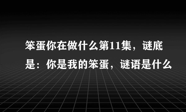 笨蛋你在做什么第11集，谜底是：你是我的笨蛋，谜语是什么
