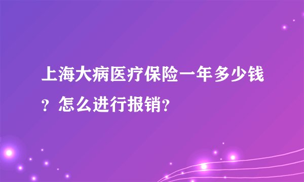 上海大病医疗保险一年多少钱？怎么进行报销？