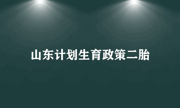 山东计划生育政策二胎