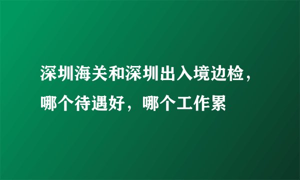 深圳海关和深圳出入境边检，哪个待遇好，哪个工作累
