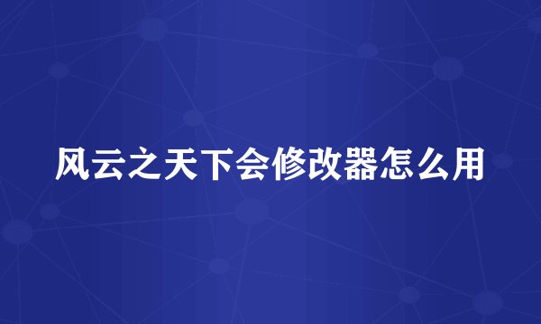 风云之天下会修改器怎么用