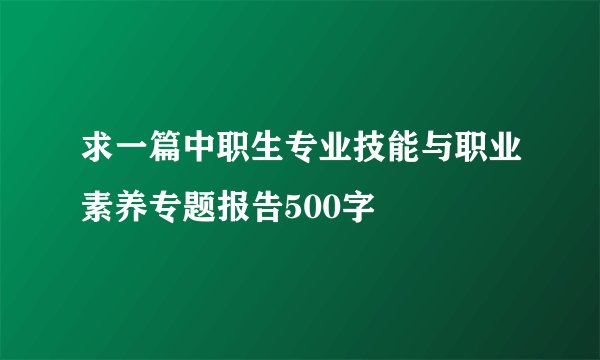 求一篇中职生专业技能与职业素养专题报告500字