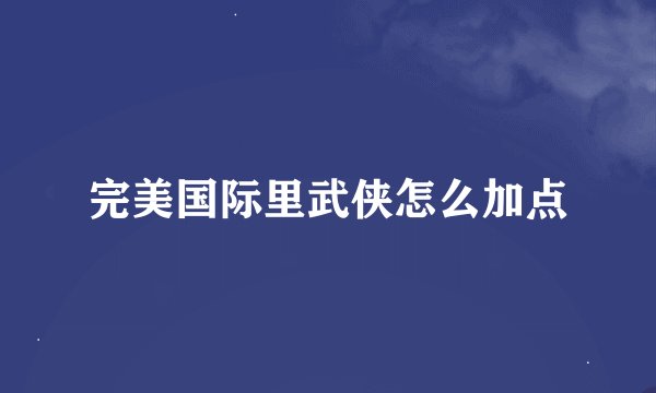 完美国际里武侠怎么加点
