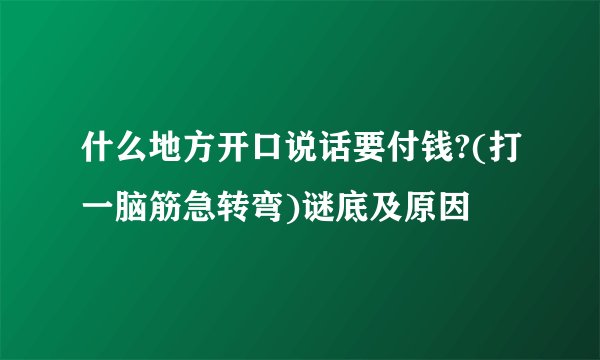 什么地方开口说话要付钱?(打一脑筋急转弯)谜底及原因