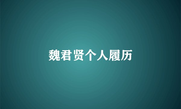 魏君贤个人履历