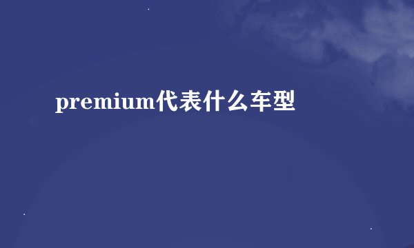 premium代表什么车型