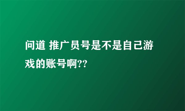 问道 推广员号是不是自己游戏的账号啊??