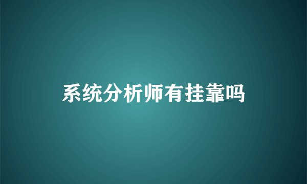 系统分析师有挂靠吗
