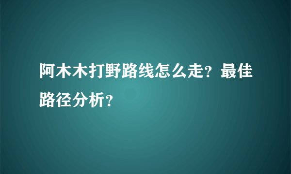 阿木木打野路线怎么走？最佳路径分析？