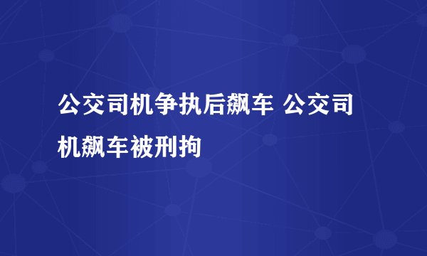 公交司机争执后飙车 公交司机飙车被刑拘