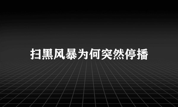扫黑风暴为何突然停播