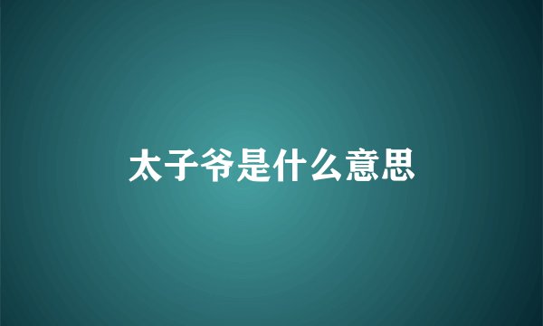 太子爷是什么意思