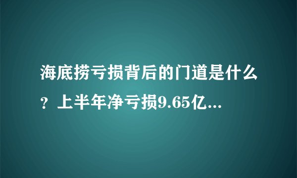 海底捞亏损背后的门道是什么？上半年净亏损9.65亿元，去年同期盈利9.11亿元！