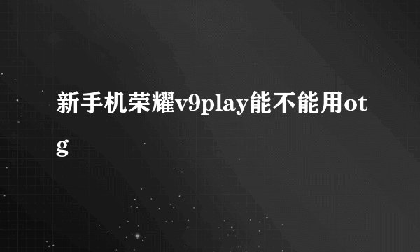 新手机荣耀v9play能不能用otg