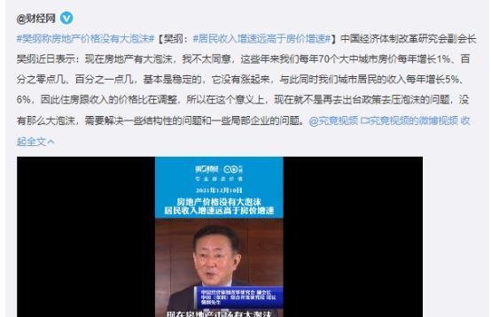 樊纲：房地产价格没有大泡沫！