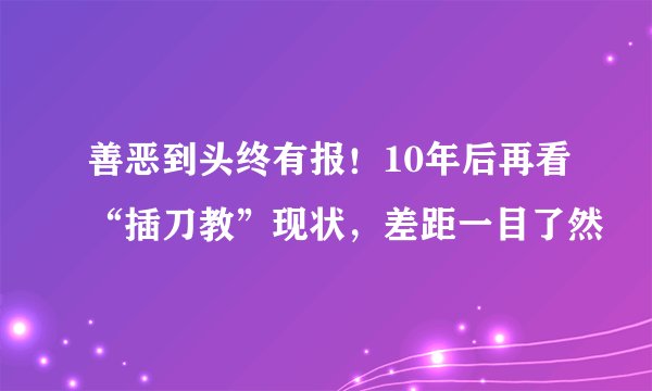 善恶到头终有报！10年后再看“插刀教”现状，差距一目了然