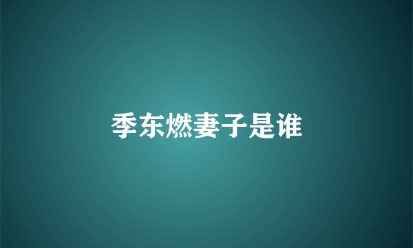 季东燃妻子是谁