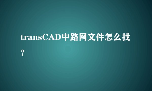 transCAD中路网文件怎么找？