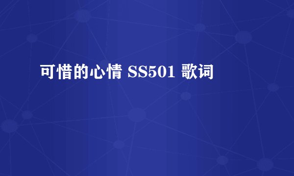 可惜的心情 SS501 歌词