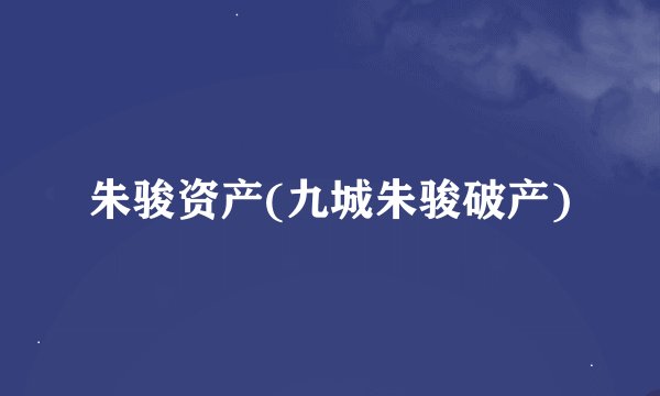 朱骏资产(九城朱骏破产)