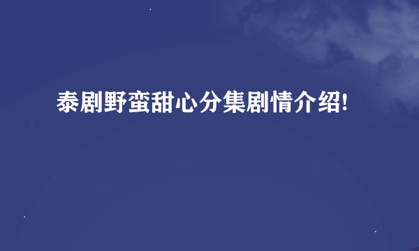 泰剧野蛮甜心分集剧情介绍!